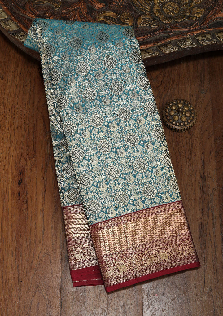 Rama Green Zariwork Pure Silk Saree