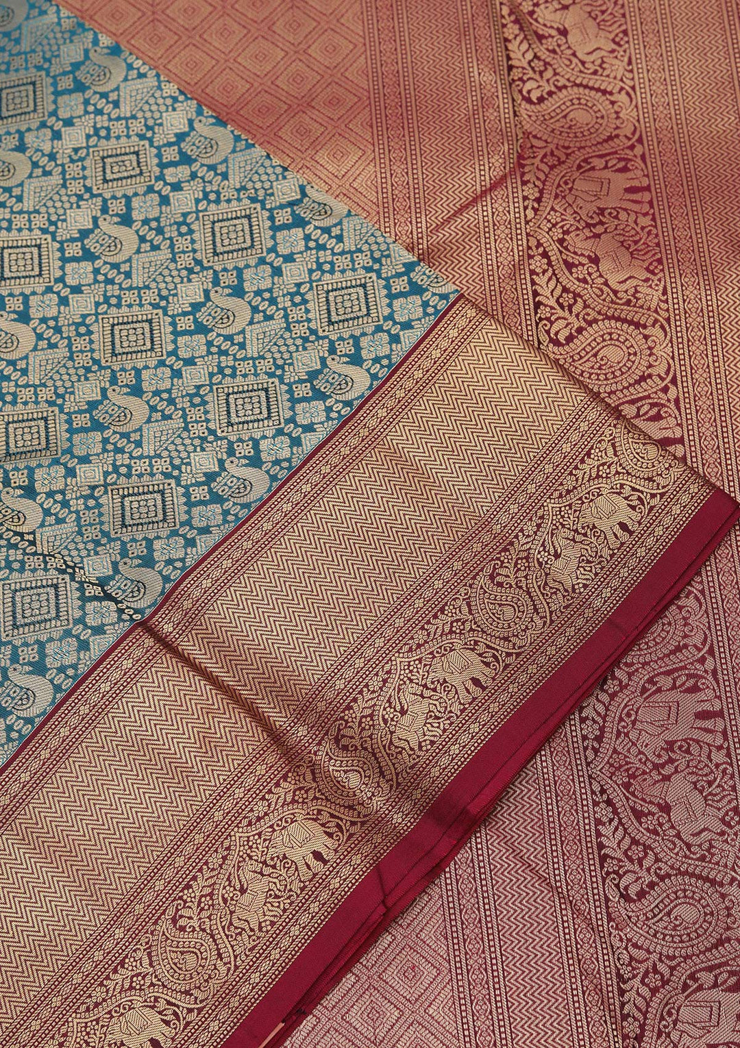 Rama Green Zariwork Pure Silk Saree