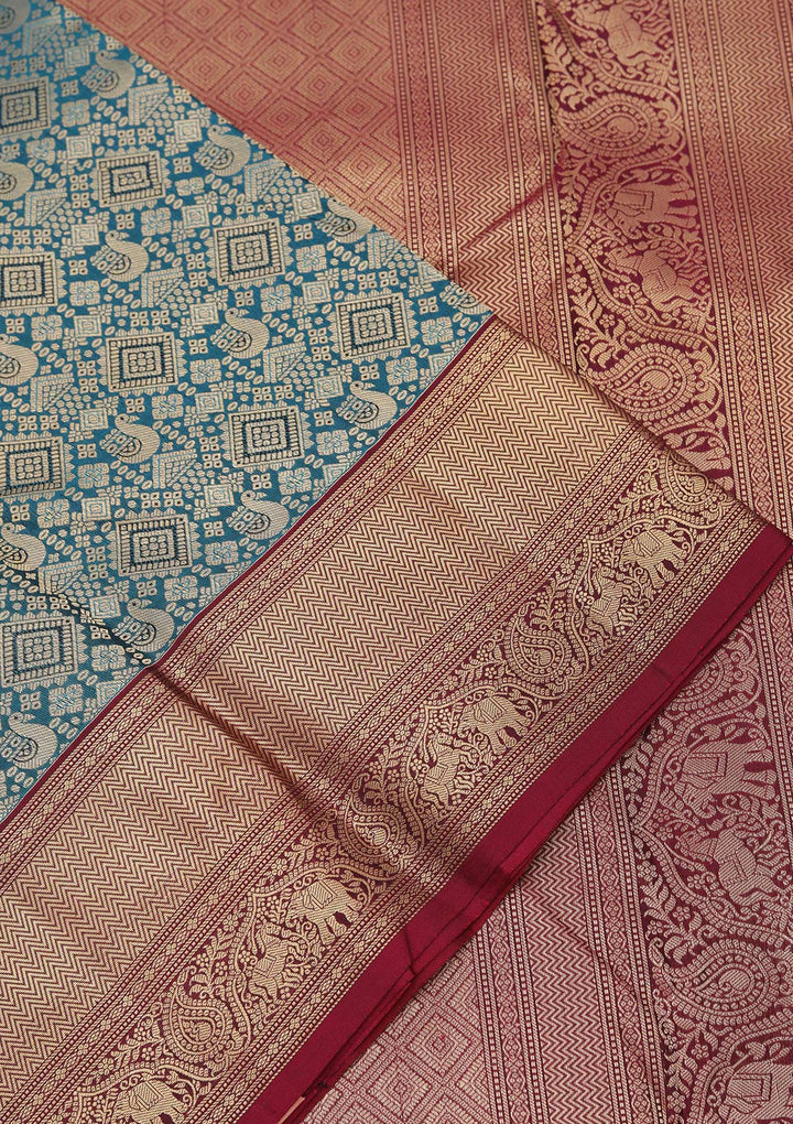 Rama Green Zariwork Pure Silk Saree