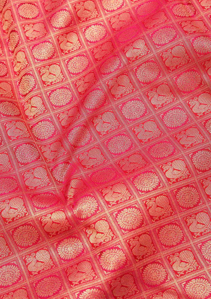 Red Zariwork Pure Silk Saree-koskii