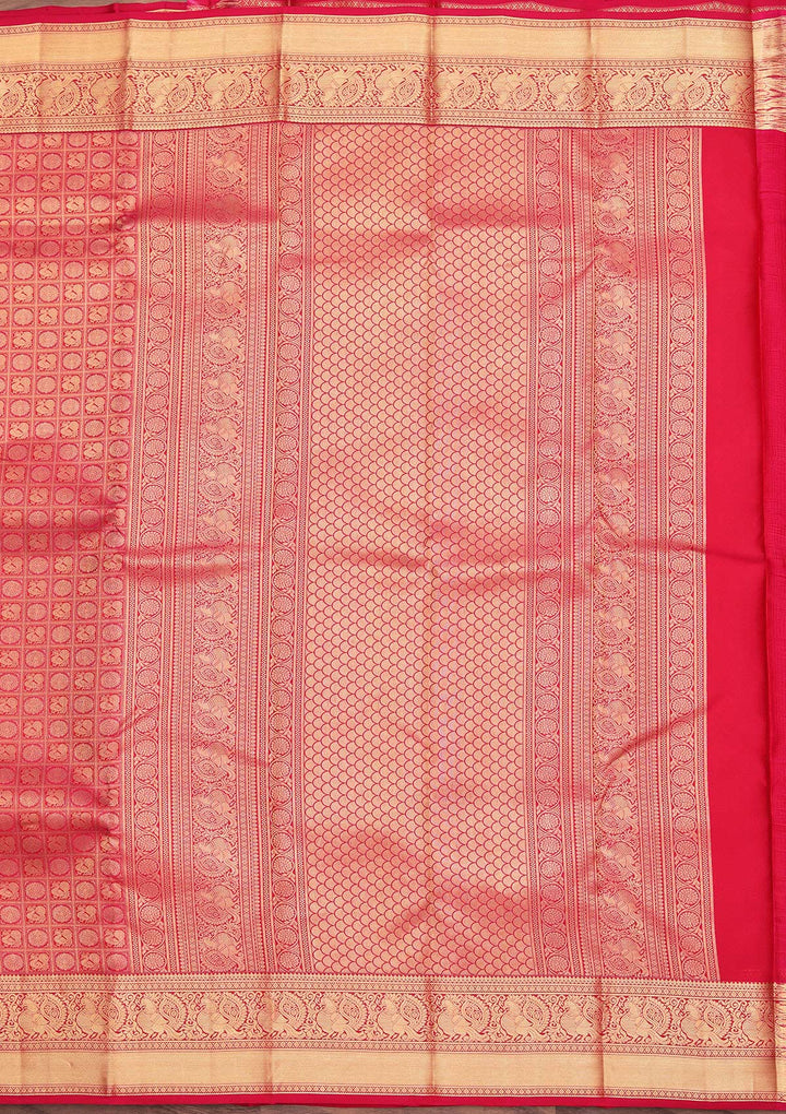 Red Zariwork Pure Silk Saree-koskii