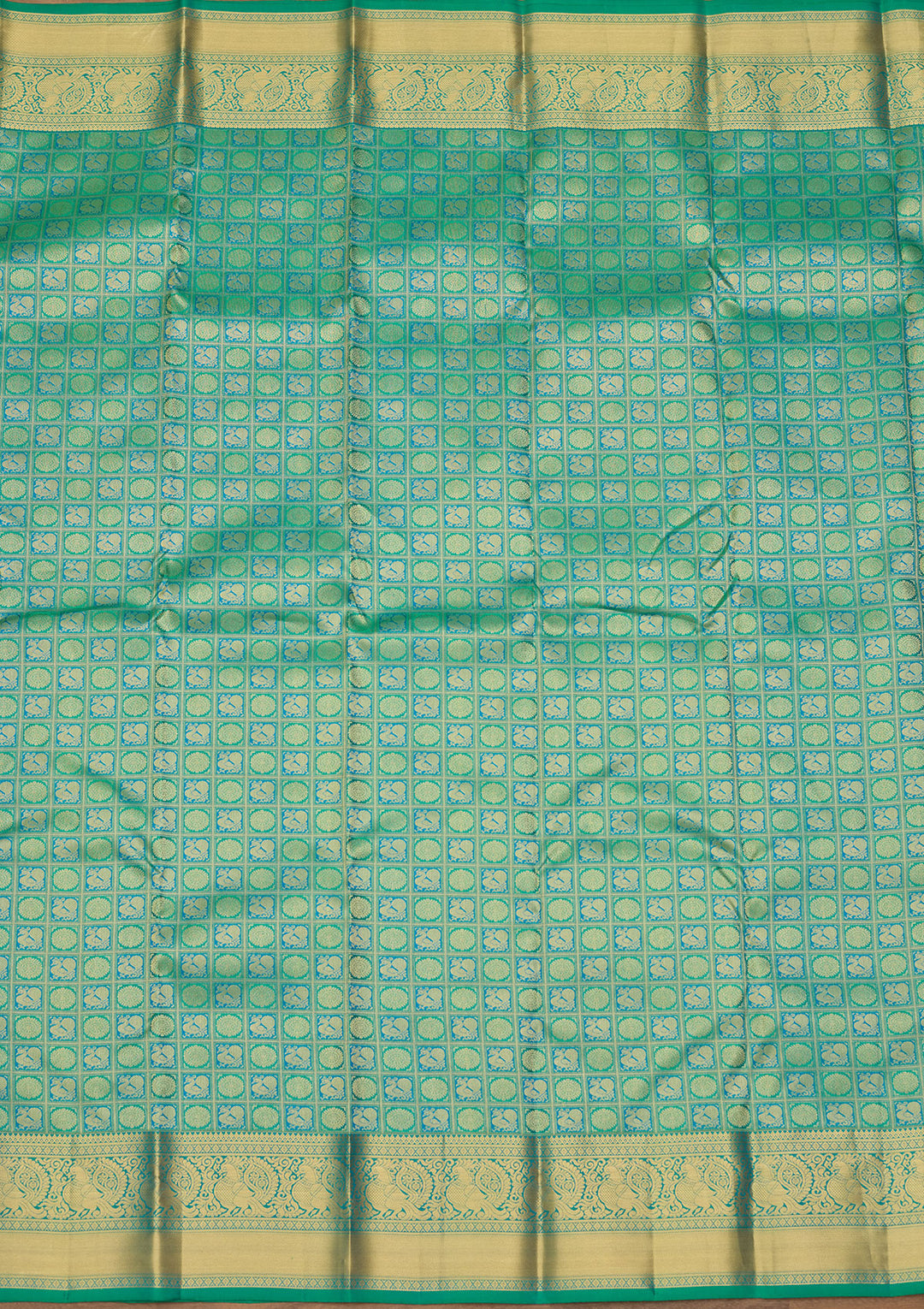 Sea Green Zariwork (Gold) Silk Silk Saree