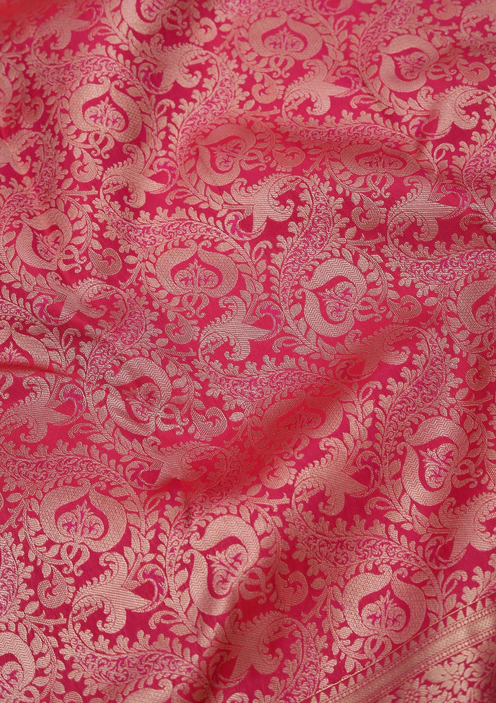 Rani Pink Zariwork Pure Silk Saree