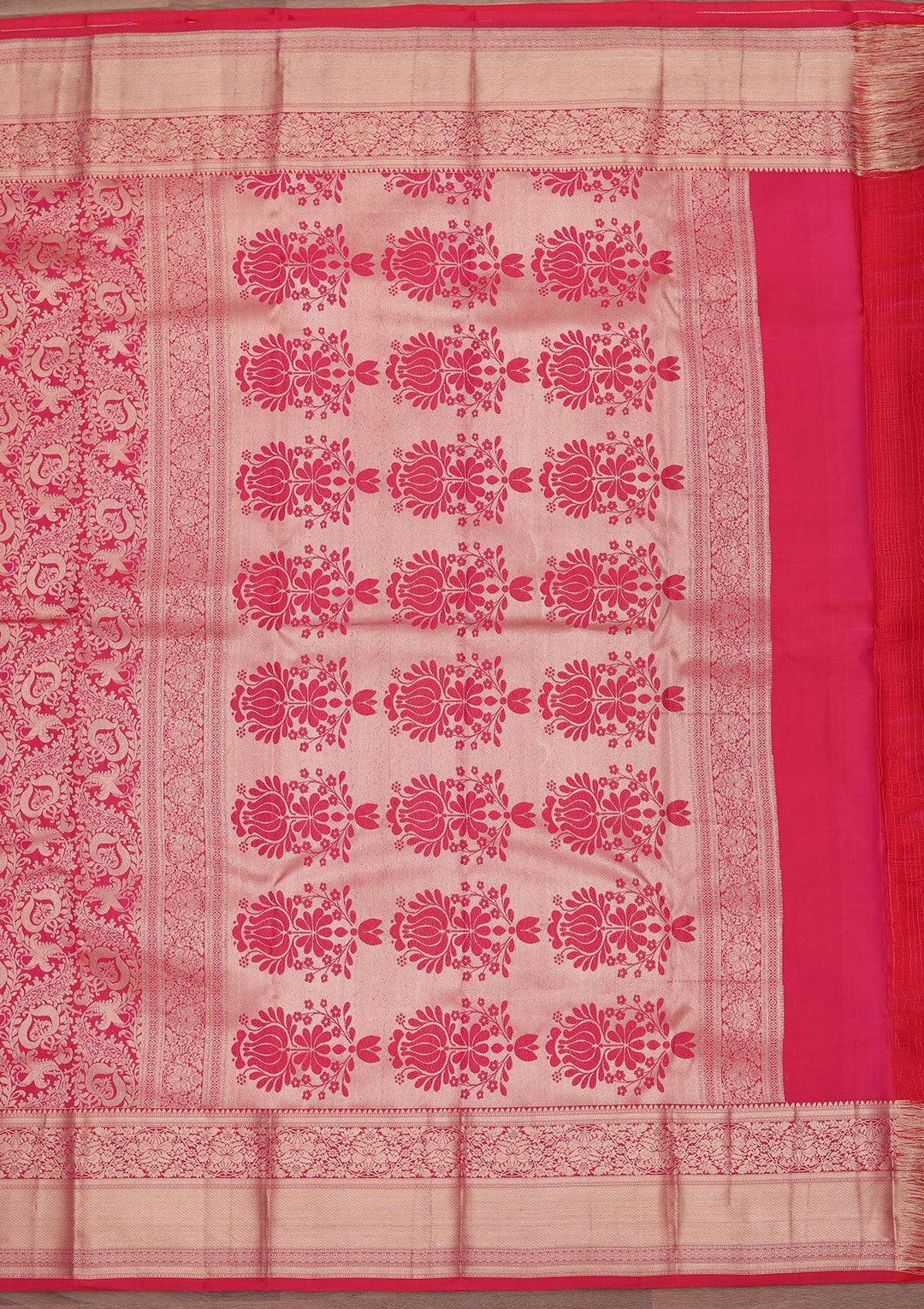 Rani Pink Zariwork Pure Silk Saree