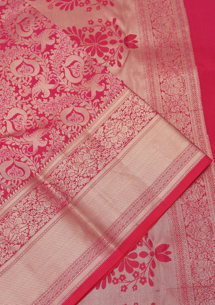 Rani Pink Zariwork Pure Silk Saree