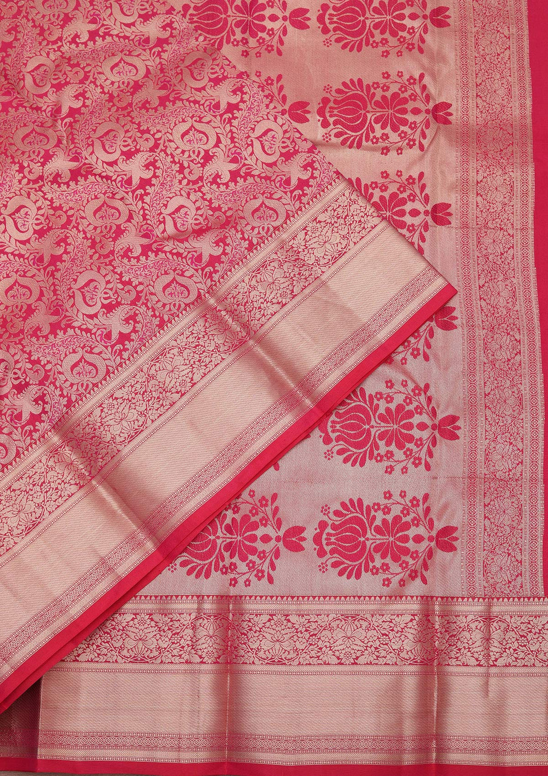 Rani Pink Zariwork Pure Silk Saree