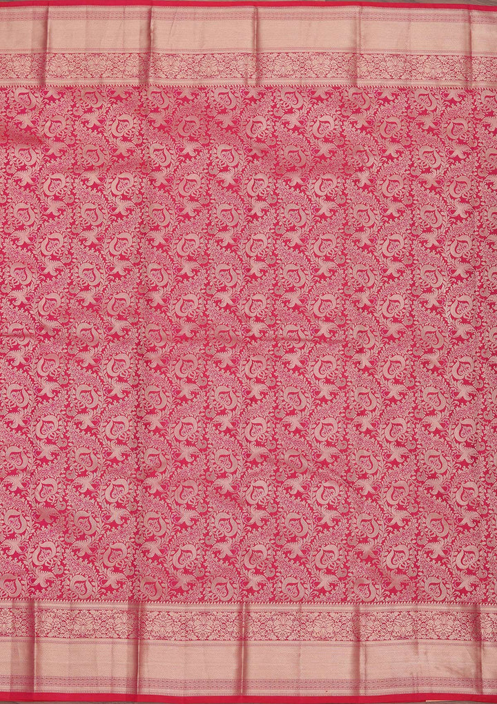 Rani Pink Zariwork Pure Silk Saree