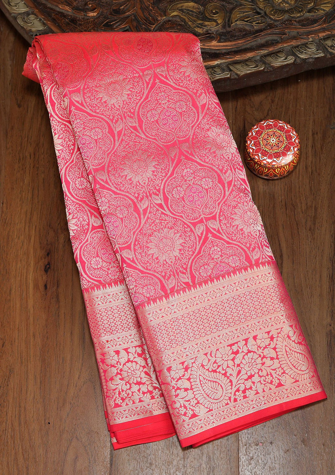 Rani Pink Zariwork Pure Silk Saree