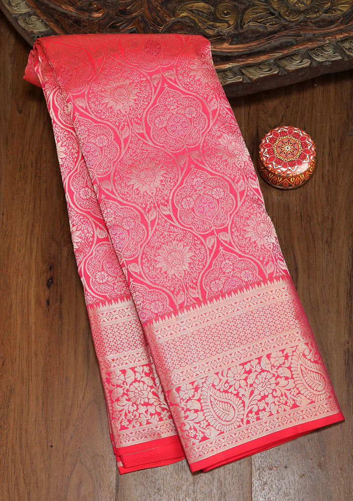 Rani Pink Zariwork Pure Silk Saree