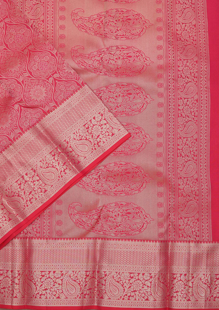 Rani Pink Zariwork Pure Silk Saree