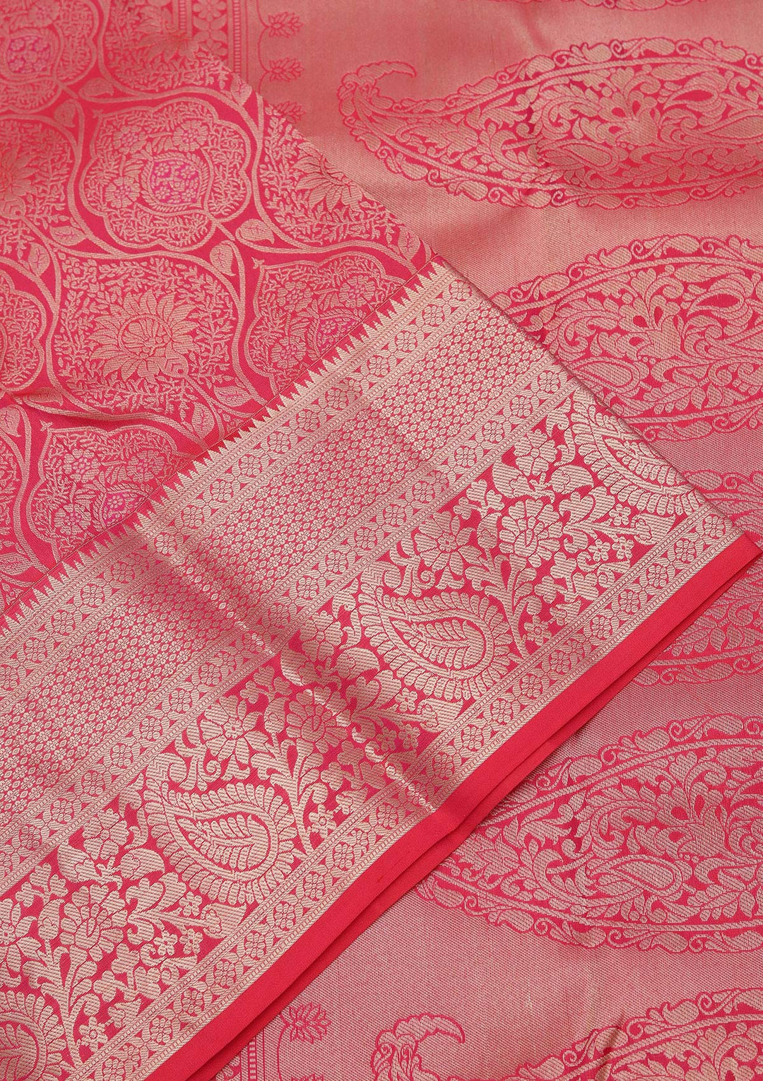 Rani Pink Zariwork Pure Silk Saree