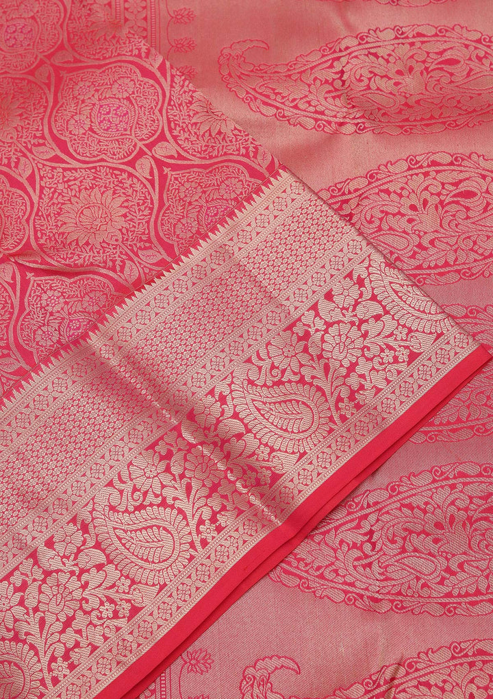 Rani Pink Zariwork Pure Silk Saree