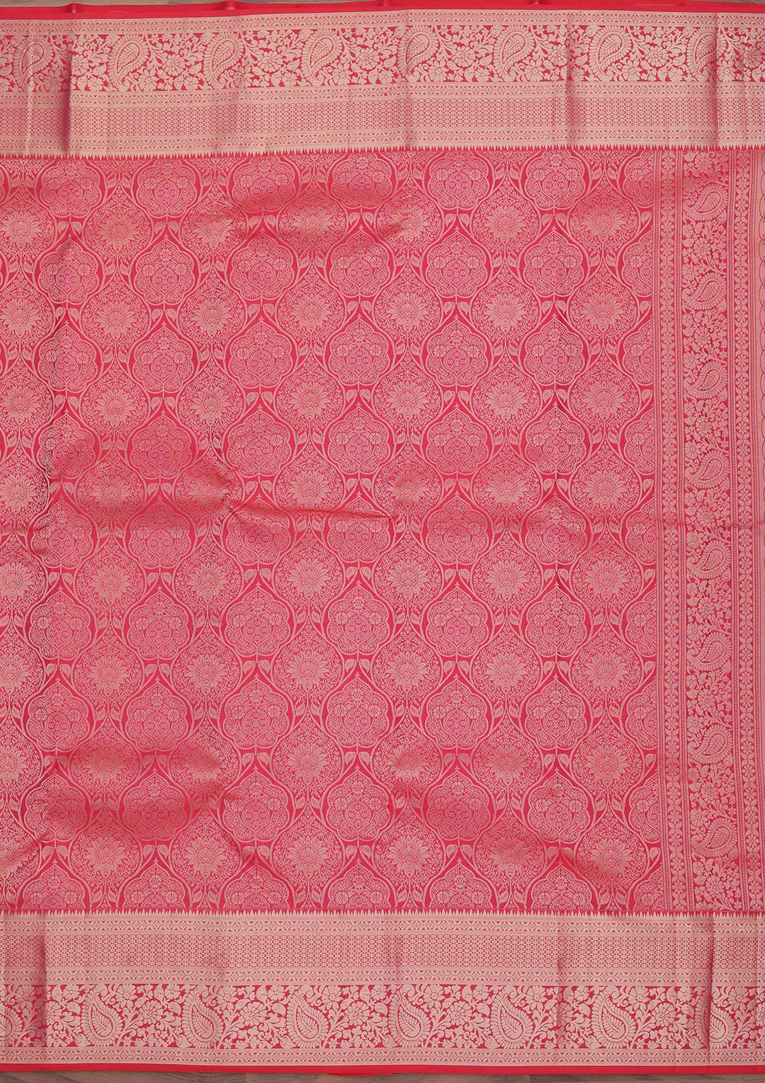 Rani Pink Zariwork Pure Silk Saree