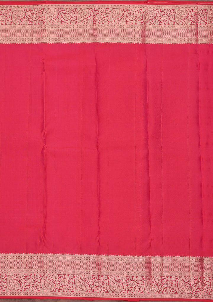 Rani Pink Zariwork Pure Silk Saree