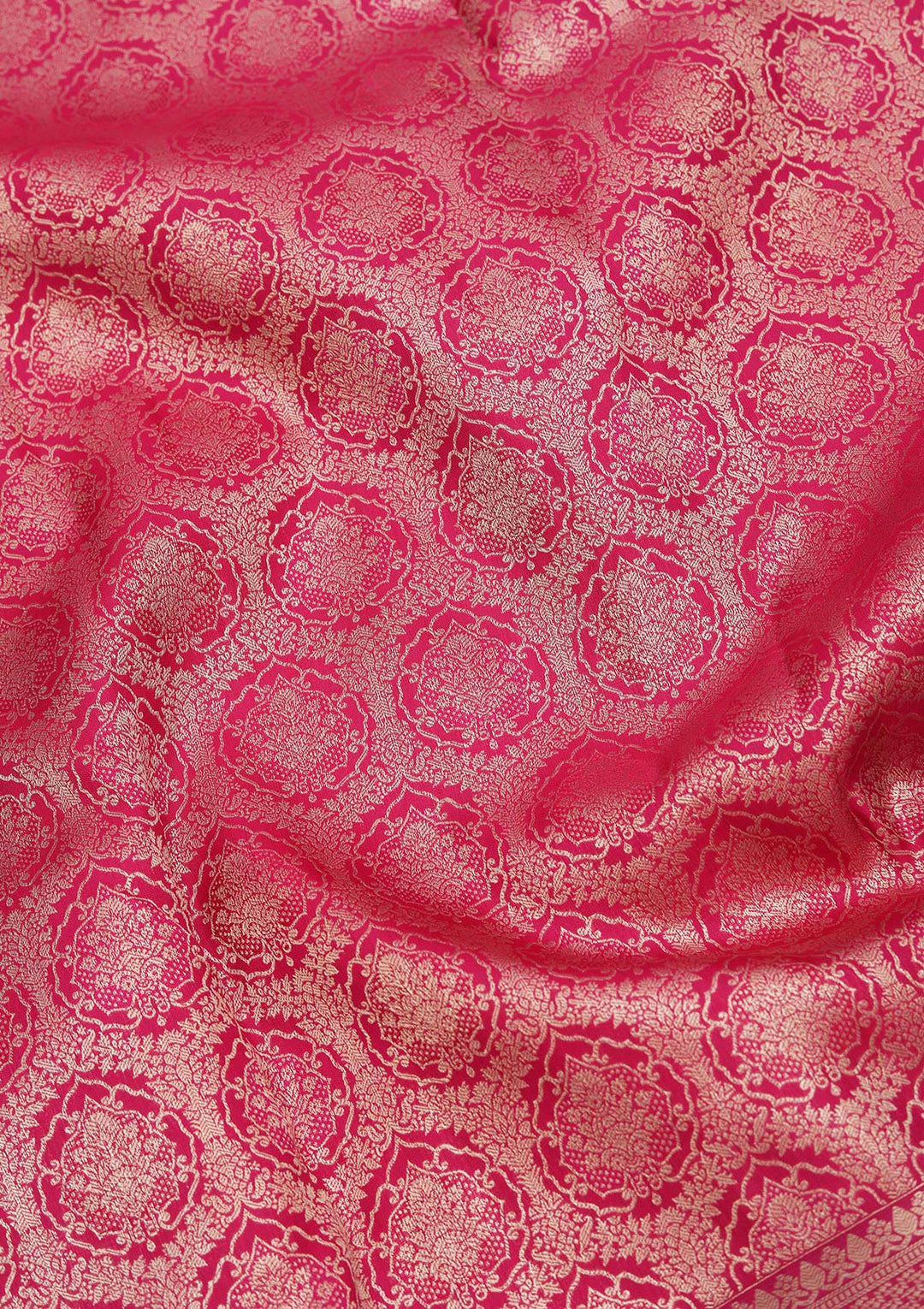 Magenta Pink Zariwork Pure Silk Saree