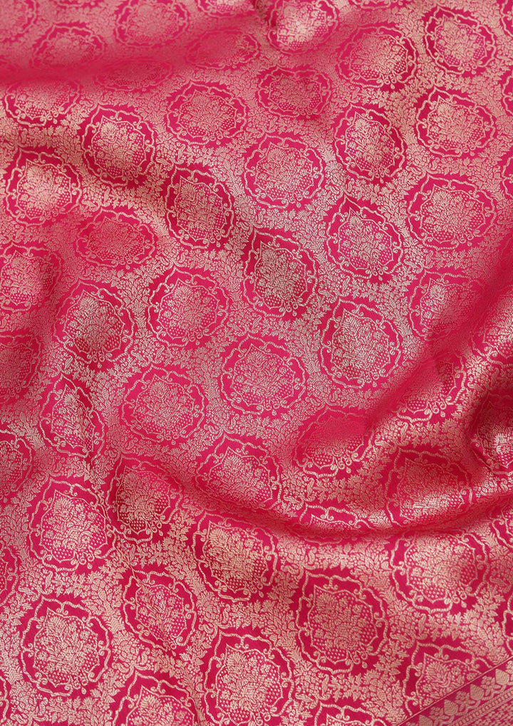 Magenta Pink Zariwork Pure Silk Saree