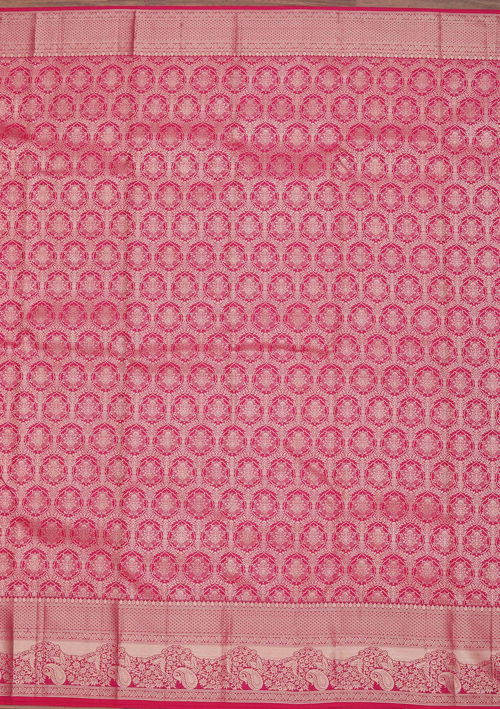 Magenta Pink Zariwork Pure Silk Saree