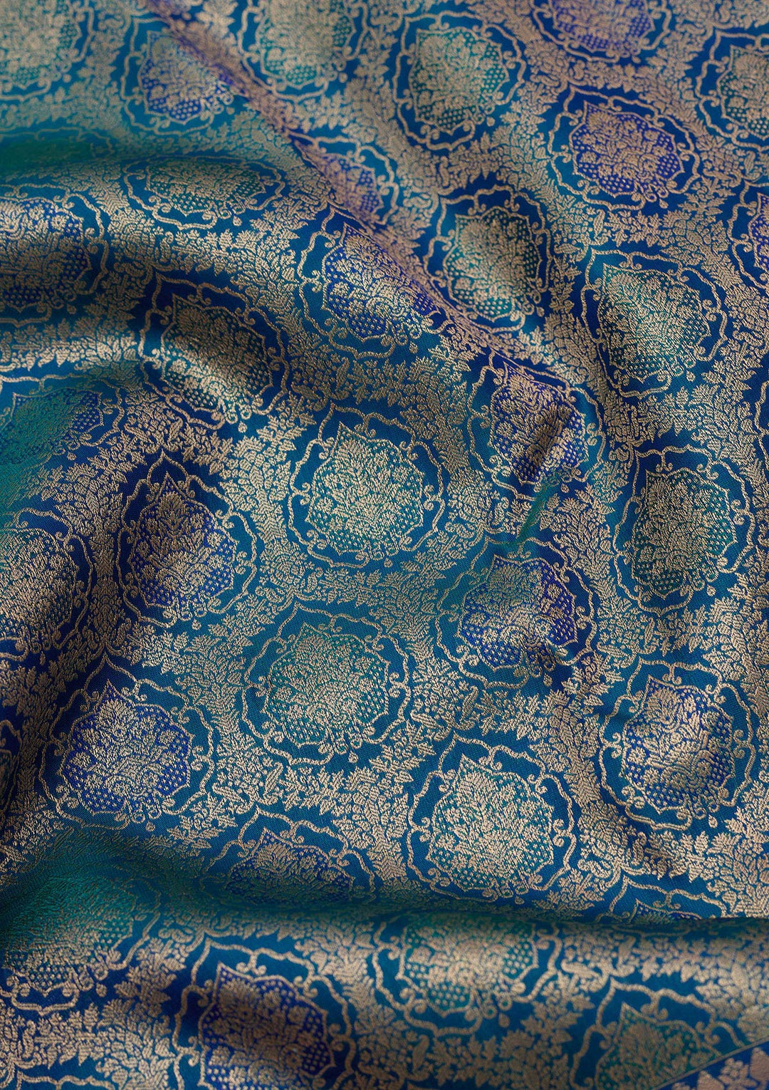 Peacock Blue Zariwork (Gold) Silk Silk_Saree