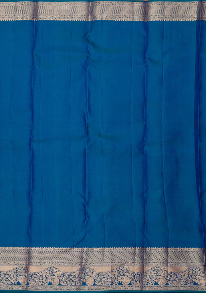 Peacock Blue Zariwork (Gold) Silk Silk_Saree