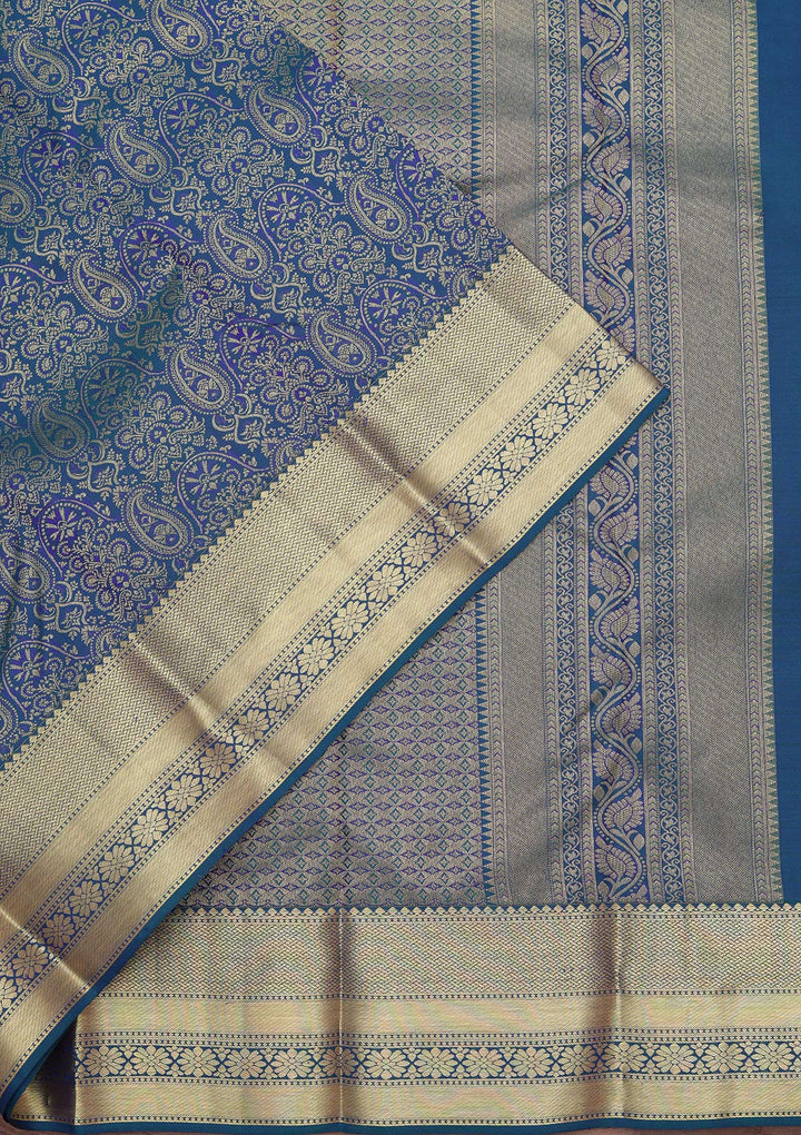 Royal Blue Zariwork Pure Silk Saree