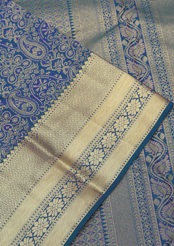 Royal Blue Zariwork Pure Silk Saree