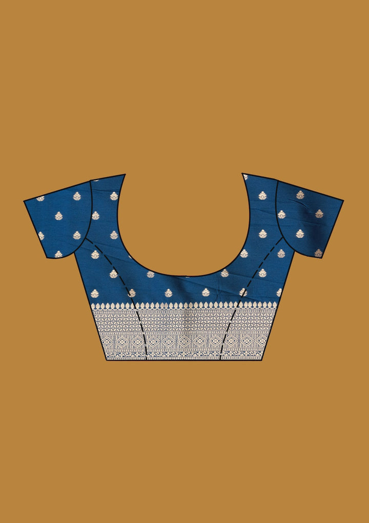 Peacock Blue Zariwork (Silver) Art Silk Silk_Saree