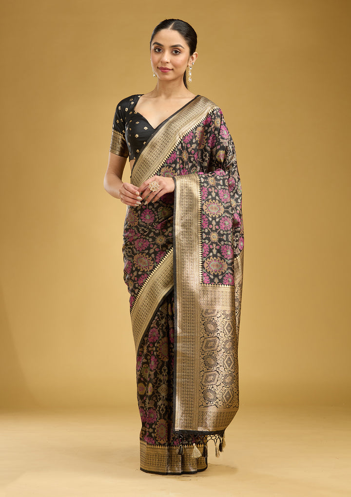 Black Zariwork (Silver) Art Silk Silk Saree