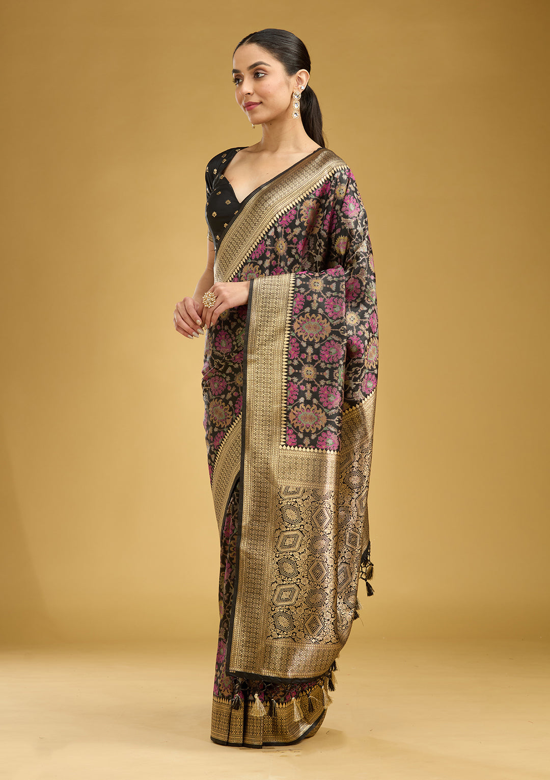 Black Zariwork (Silver) Art Silk Silk Saree