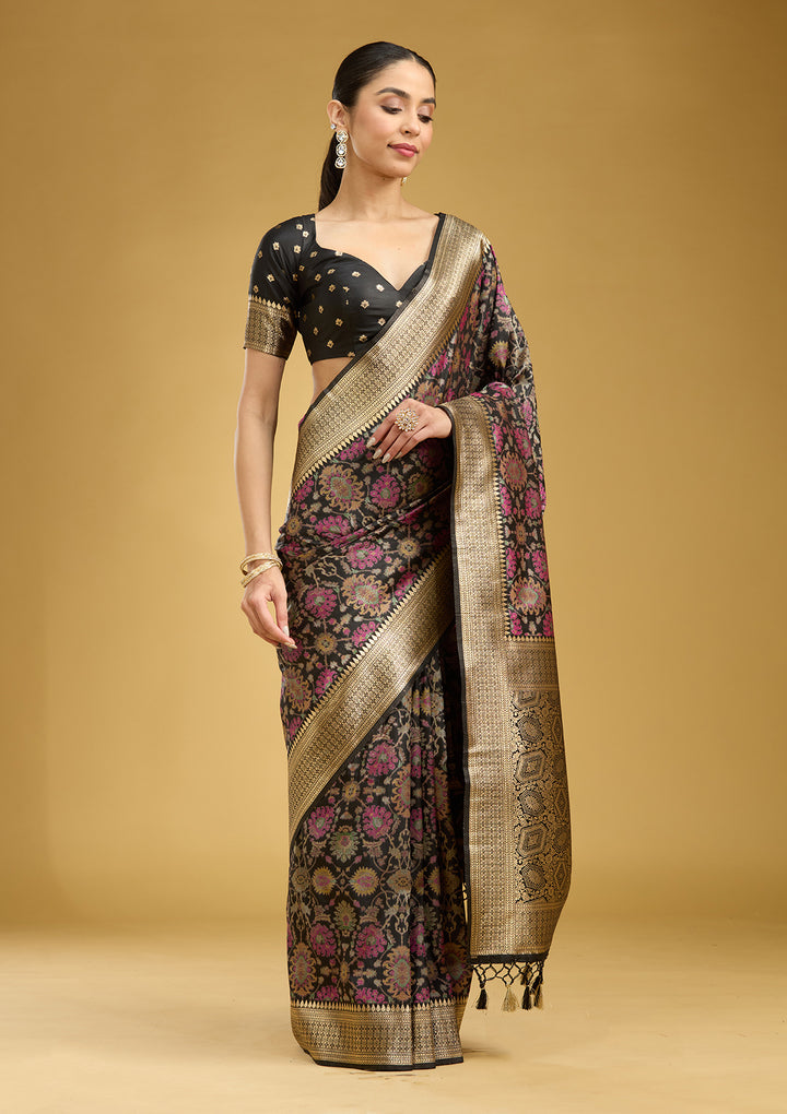 Black Zariwork (Silver) Art Silk Silk Saree