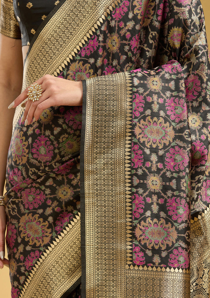 Black Zariwork (Silver) Art Silk Silk Saree