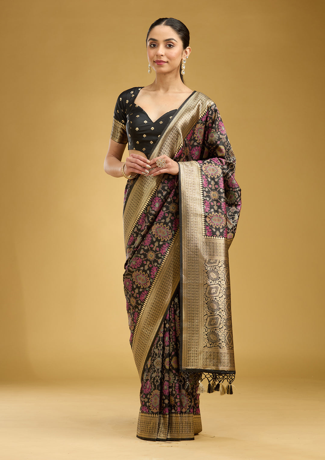 Black Zariwork (Silver) Art Silk Silk Saree