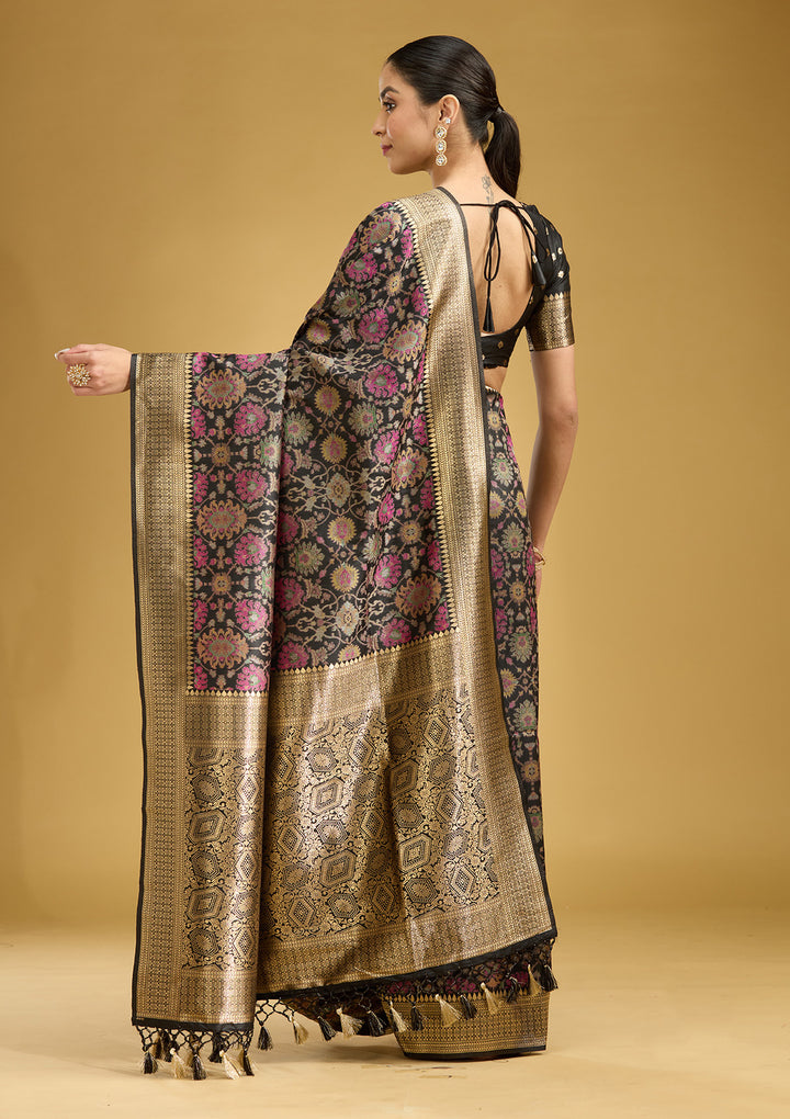 Black Zariwork (Silver) Art Silk Silk Saree