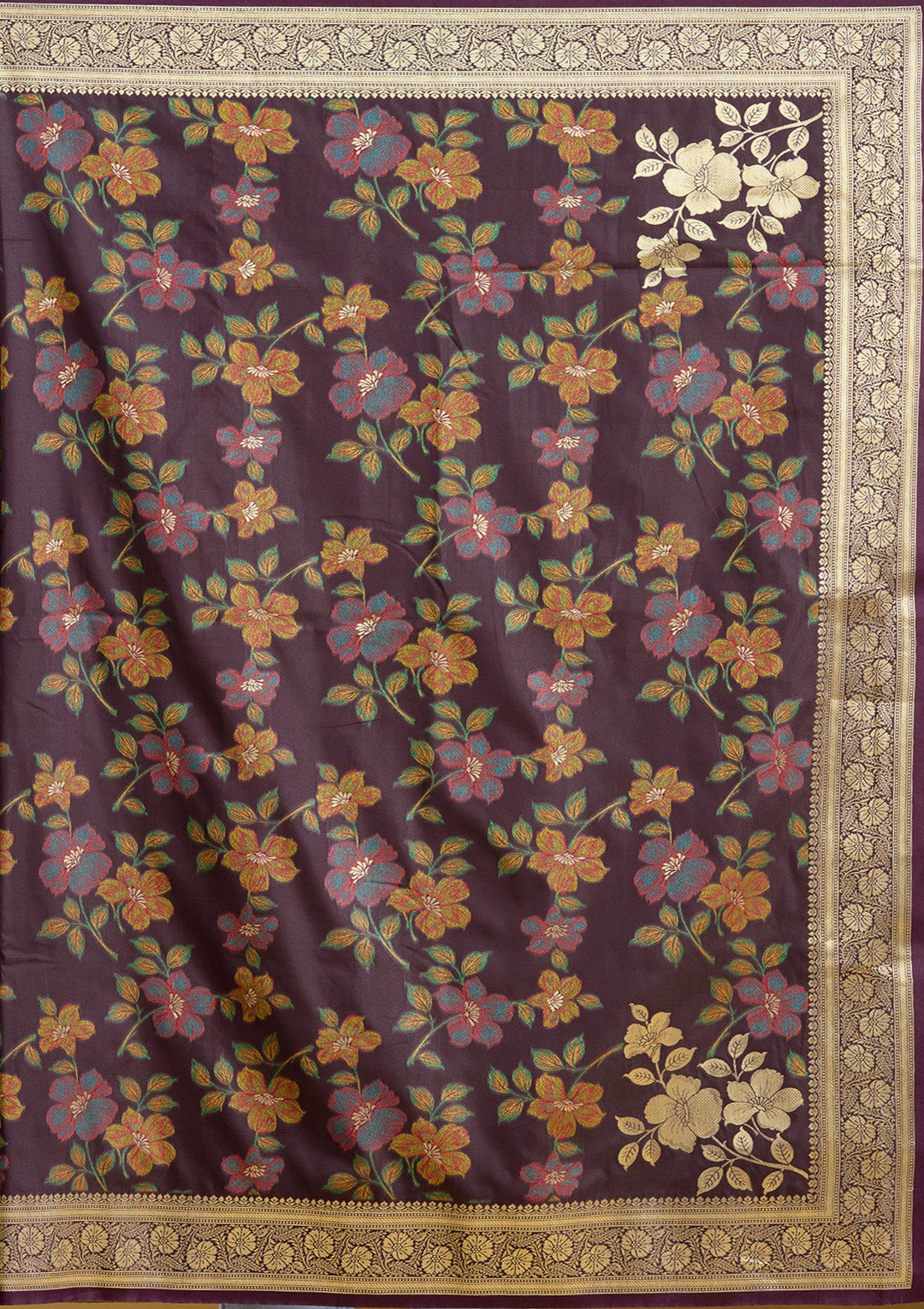 Wine Zariwork (Gold) Art Silk Silk_Saree