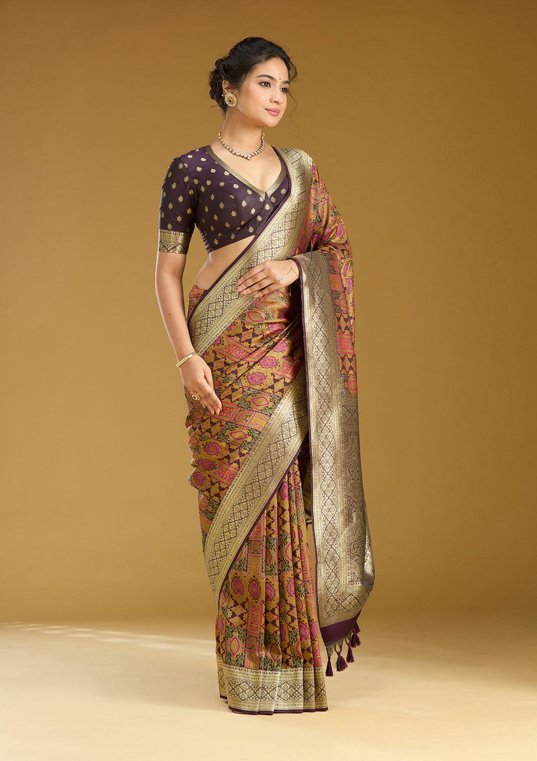 Black Zariwork (Gold) Art Silk Silk Saree