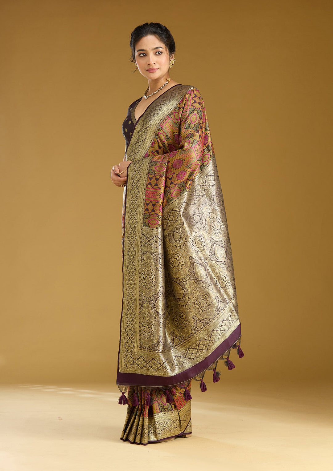 Black Zariwork (Gold) Art Silk Silk Saree