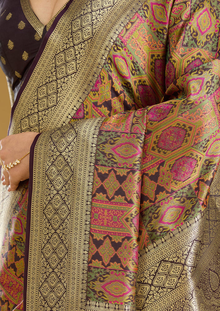 Black Zariwork (Gold) Art Silk Silk Saree