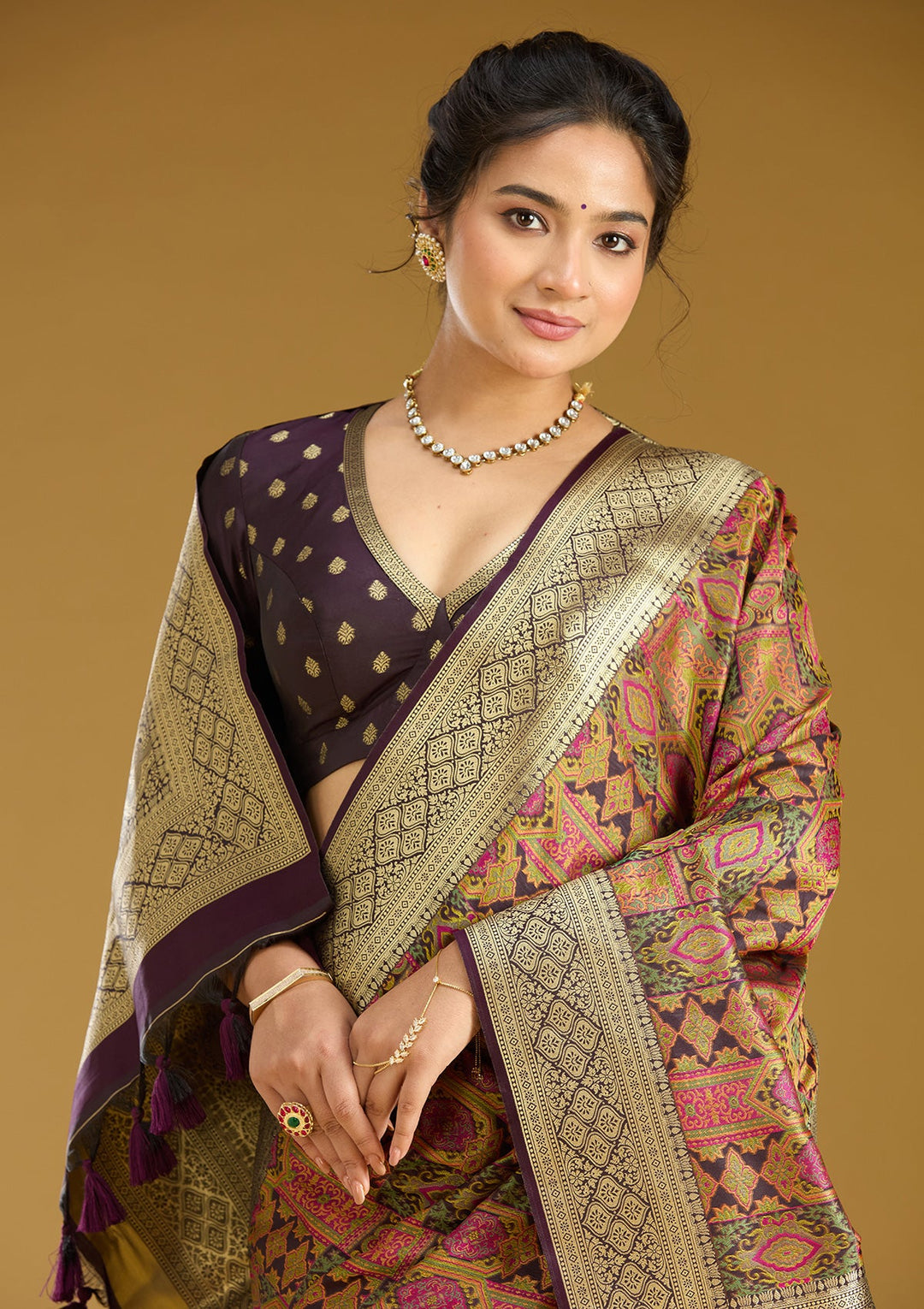 Black Zariwork (Gold) Art Silk Silk Saree