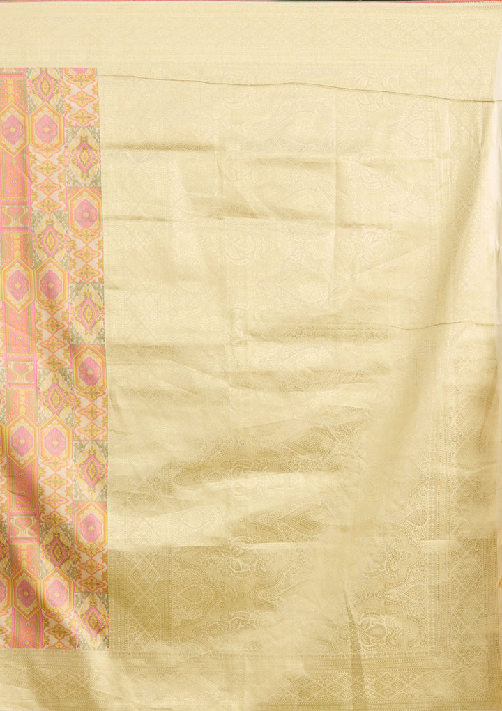 Cream Zariwork (Gold) Art Silk Silk Saree