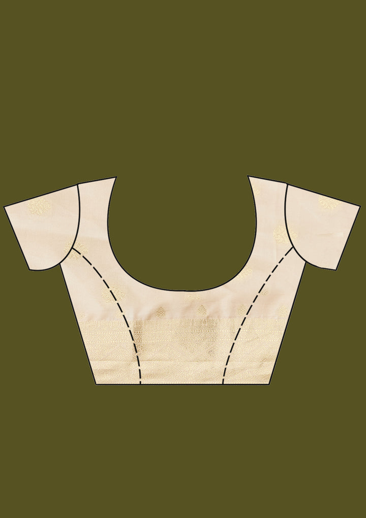 Cream Zariwork (Gold) Art Silk Silk Saree