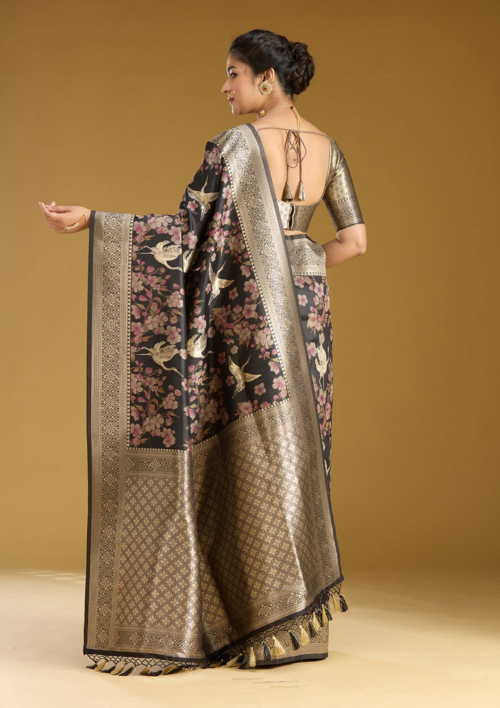 Black Zariwork (Silver) Art Silk Silk Saree