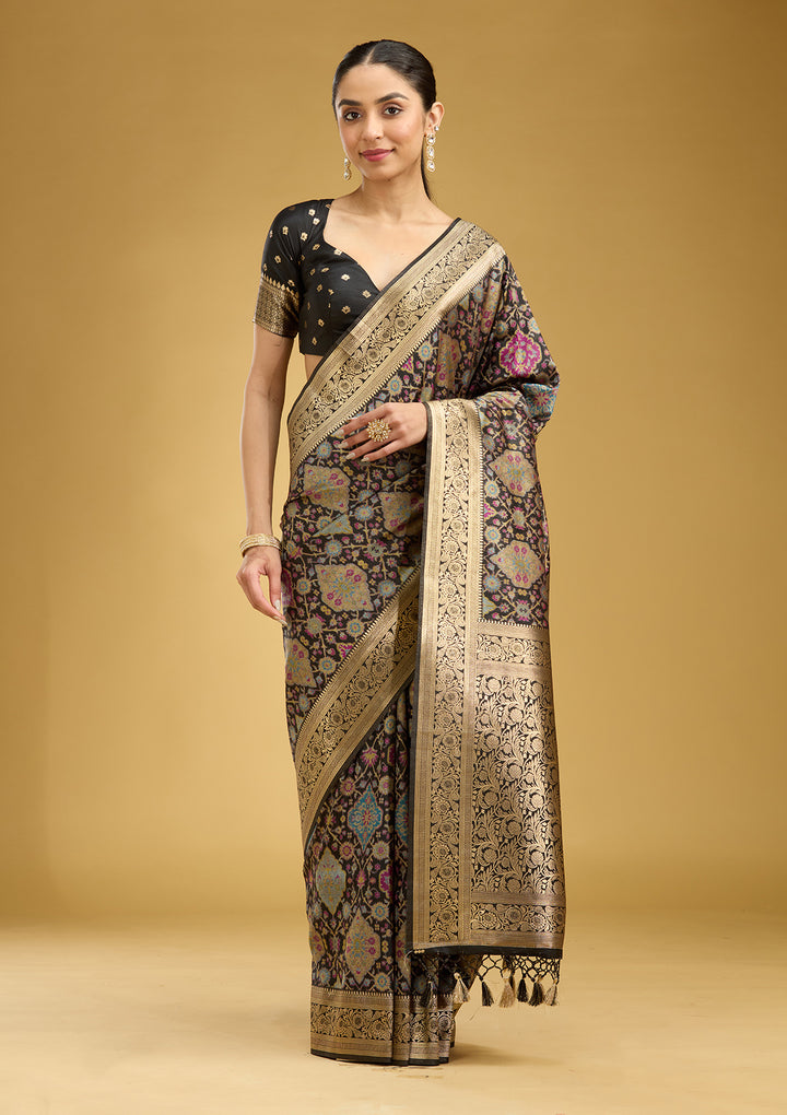 Black Zariwork (Silver) Art Silk Silk Saree