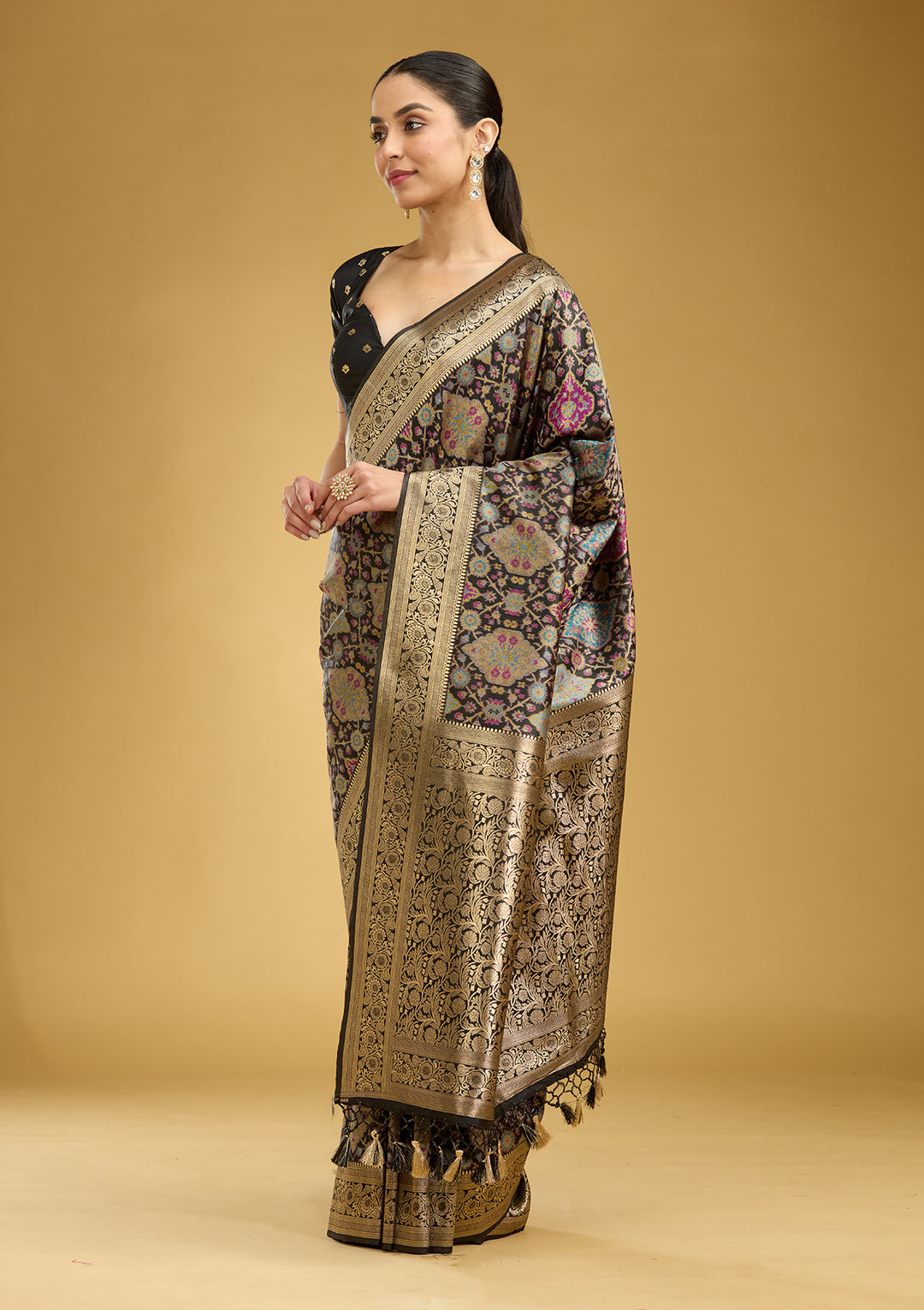 Black Zariwork (Silver) Art Silk Silk Saree