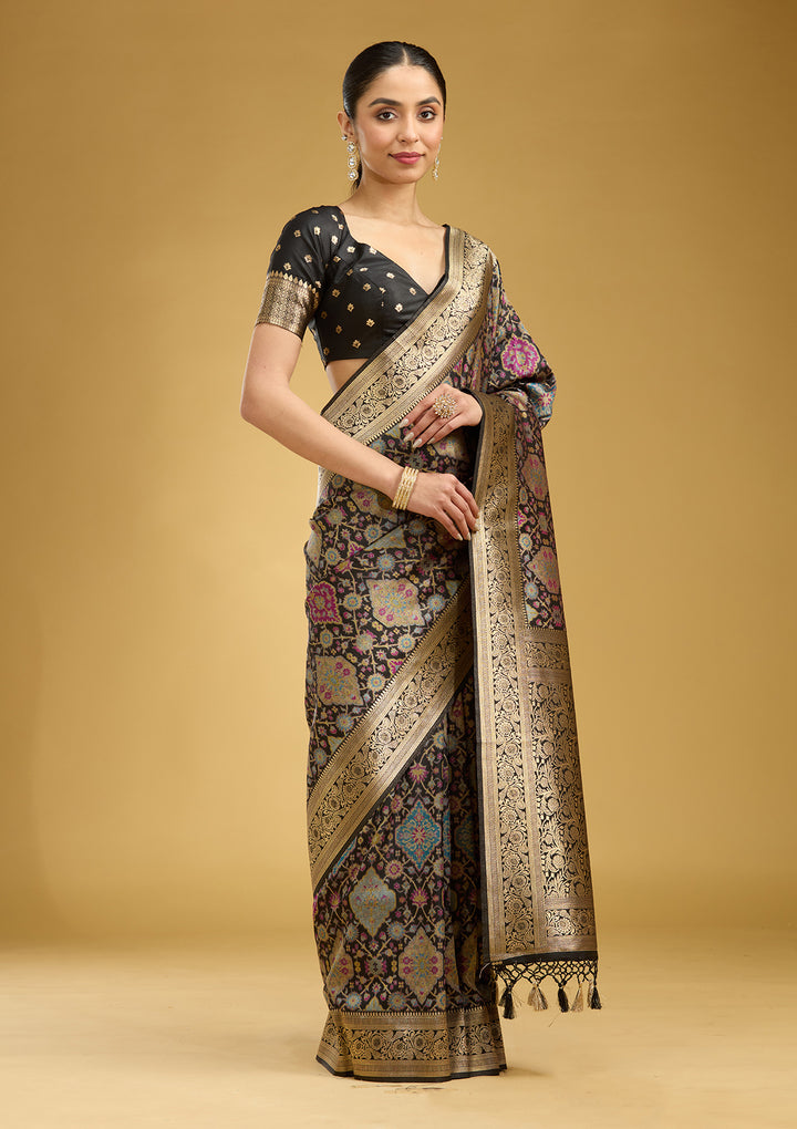 Black Zariwork (Silver) Art Silk Silk Saree