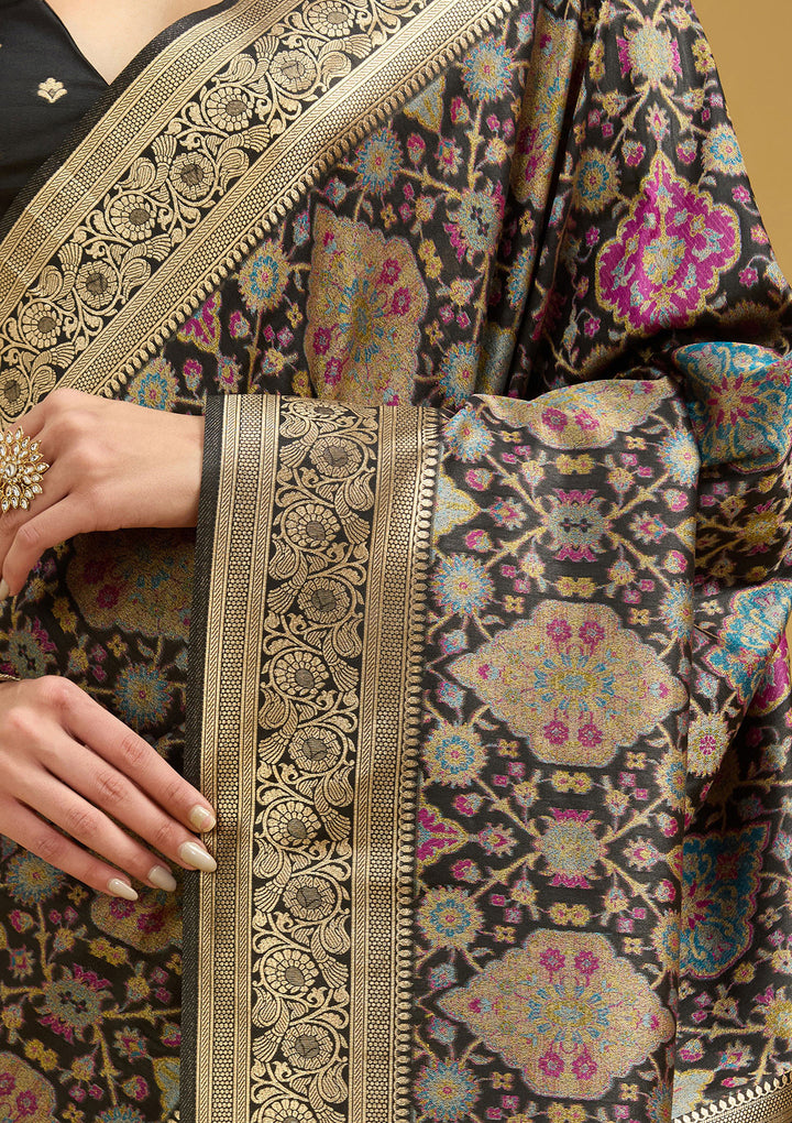 Black Zariwork (Silver) Art Silk Silk Saree