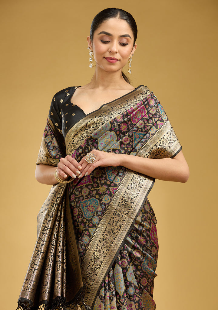 Black Zariwork (Silver) Art Silk Silk Saree