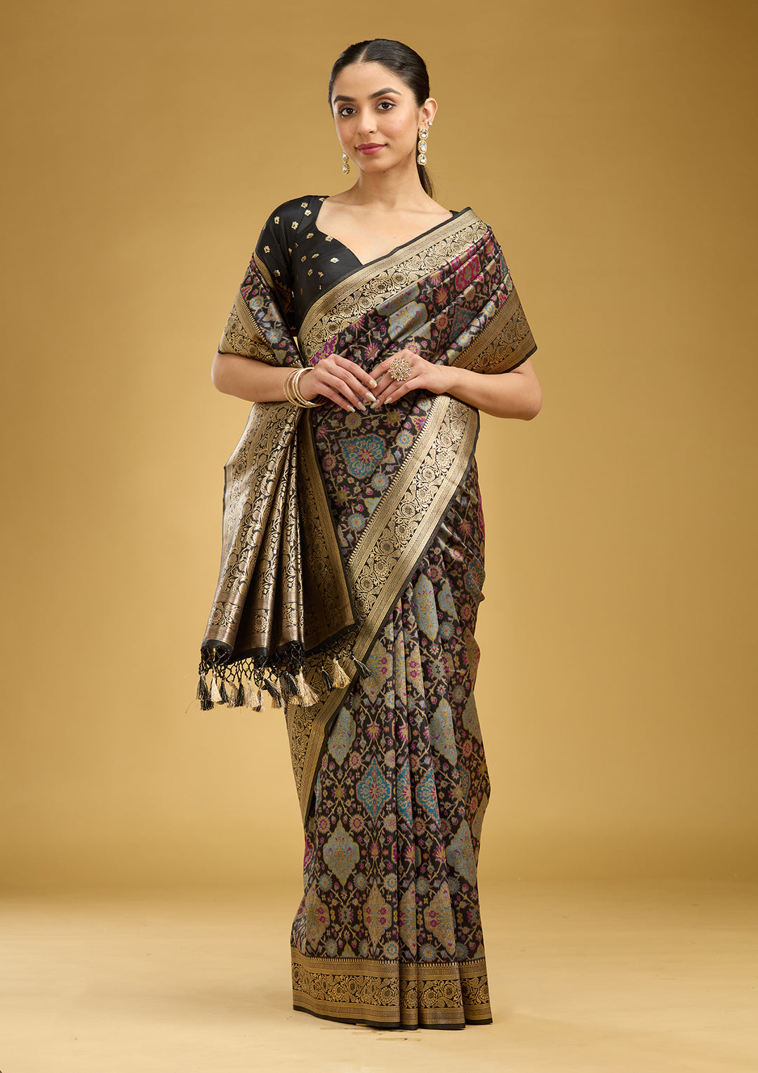 Black Zariwork (Silver) Art Silk Silk Saree