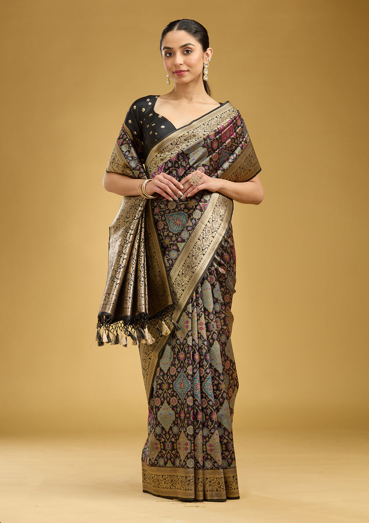 Black Zariwork (Silver) Art Silk Silk Saree