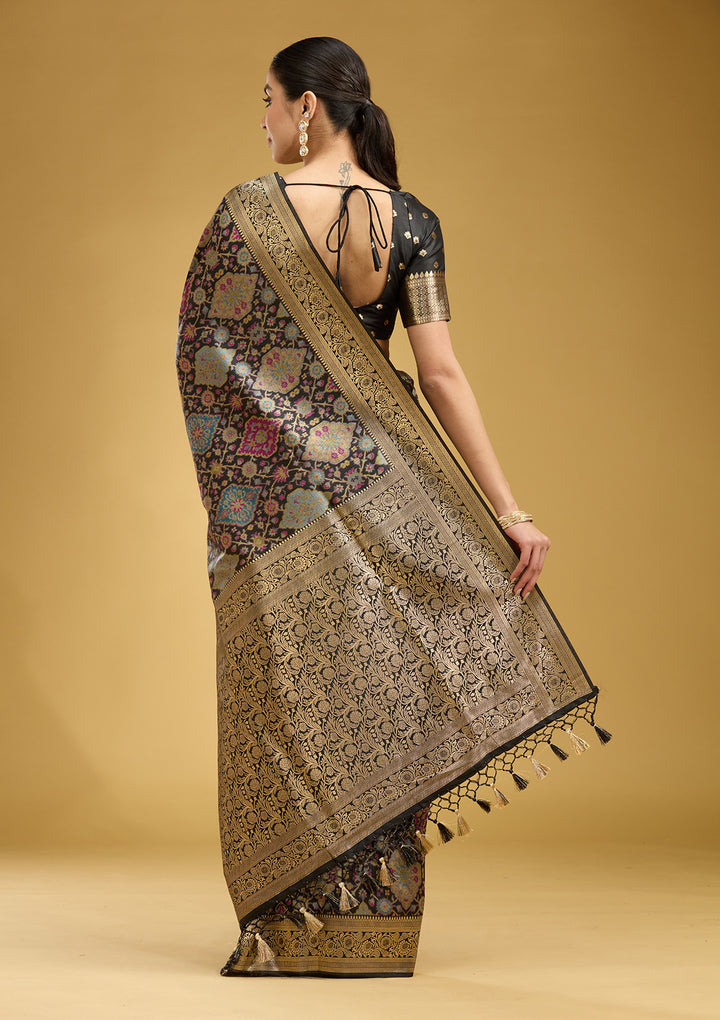 Black Zariwork (Silver) Art Silk Silk Saree