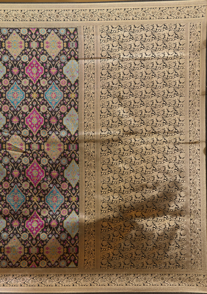 Black Zariwork (Silver) Art Silk Silk Saree