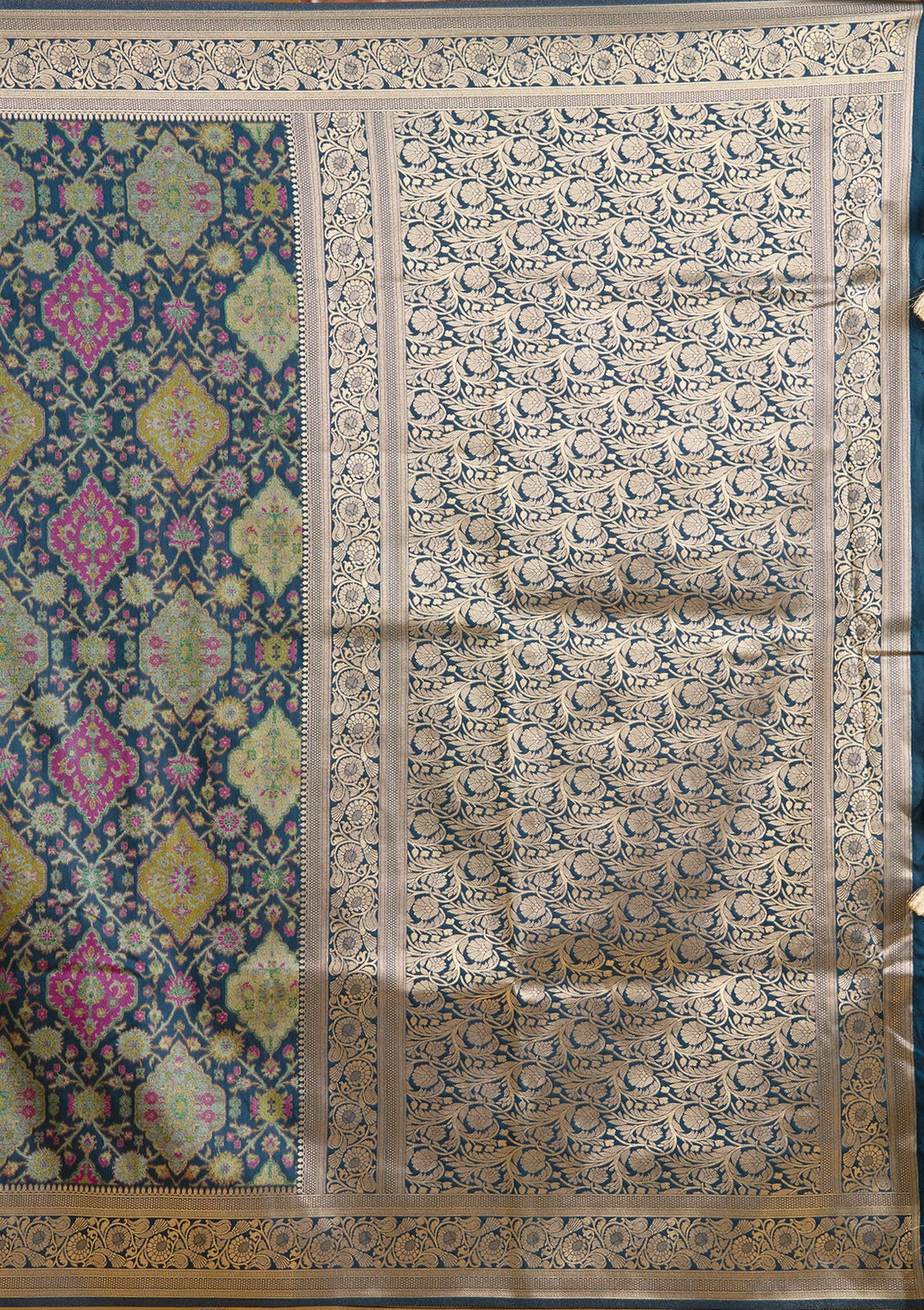 Peacock Blue Zariwork (Silver) Art Silk Silk Saree